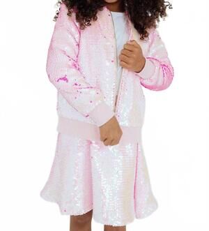 NEW MILA & ROSE diva flip sequin jacket in pink